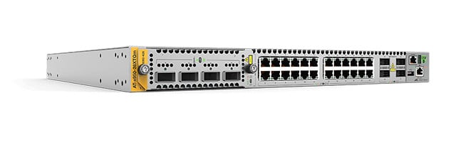 Advanced Layer 3 Switch, 24X 100M/1G/2.5G/5G/10G-T, 4X QSFP+/QSFP28, 1X Expansio at-X950-28XTQM-B01