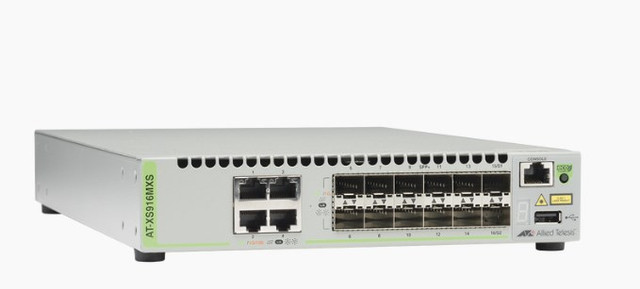 16-PORT Stackable 10 Gigabit Switch, WITH 12 X SFP+, and 4 X 100/1000/10G BASE-T at-XS916MXS-10