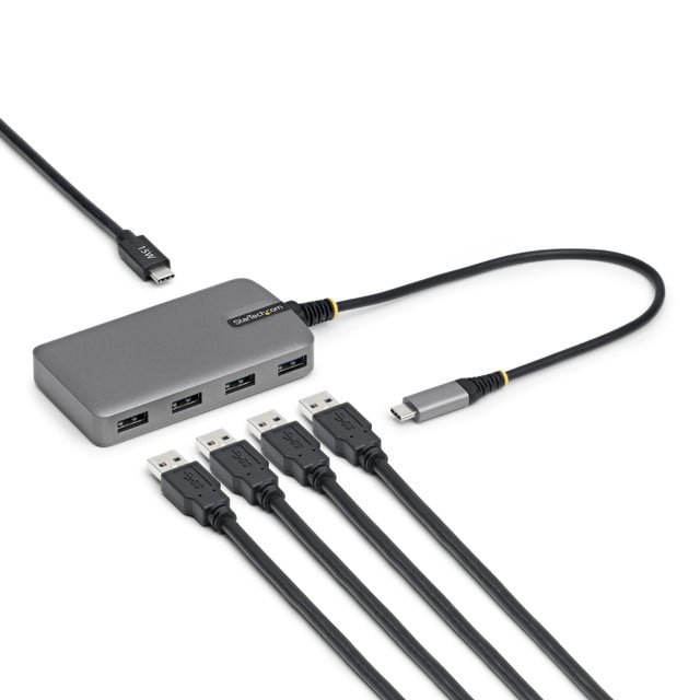 4-PORT USB-C HUB, 5GBPS, BUS Powered, USB C to 4X USB-a HUB WITH USB-C Auxiliary 5G4AC-USB-C-HUB