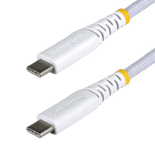 1FT (30CM) White USB-C Charging Cable, 60W (3A) PD, DUAL-Layer Braided Nylon/TPE USB2CC1FTNCBRWH