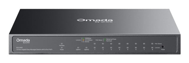 Omada 10-PORT Gigabit EASY Managed Switch WITH 8-PORT POE+ PORT: 8 Gigabit POE+ ES210GP