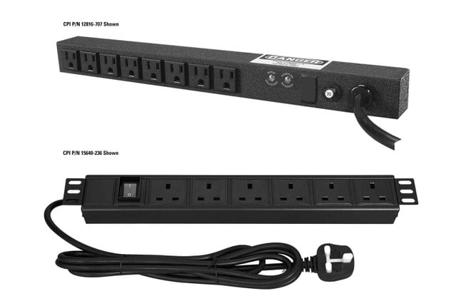 Power Strip, 1U, Basic, 16A, 250V, Horizontal, (10) C13 Outlets, Lighted Switch, 15640-211