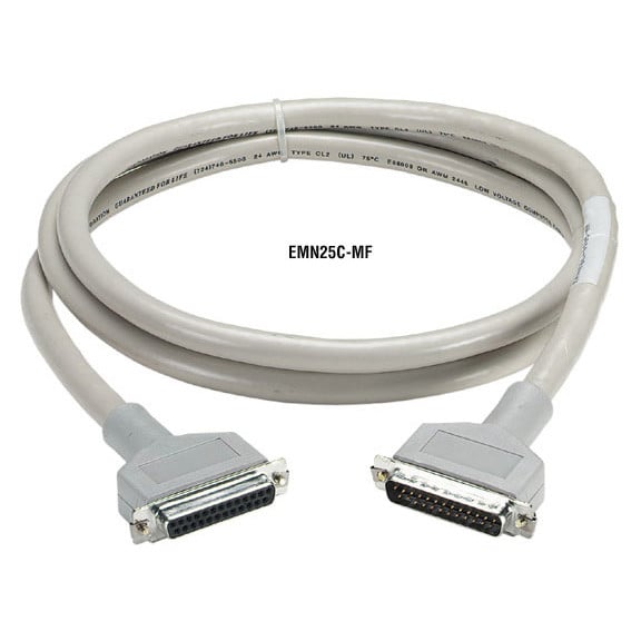 RS232 Double Shielded Extended Distance Quiet Cable - DB25, Molded HOOD, MALE/FE EMN25C-0005-MF