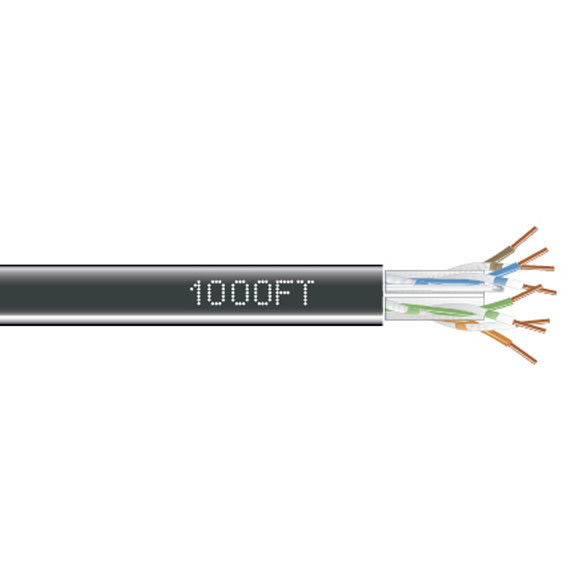 CAT6 550-MHZ Solid Ethernet BULK Cable - Unshielded (UTP), CMR PVC, Black, 1000- EYN880A-PB-1000