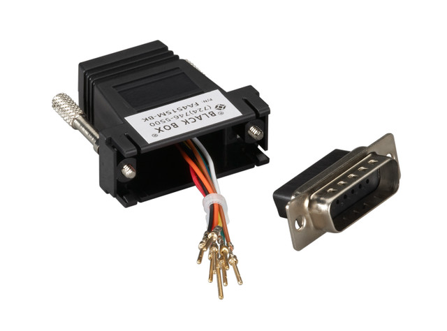 Modular Adapter KIT WITH Thumbscrews - DB15 (MALE) to RJ45 (Female), Black FA4515M-BK