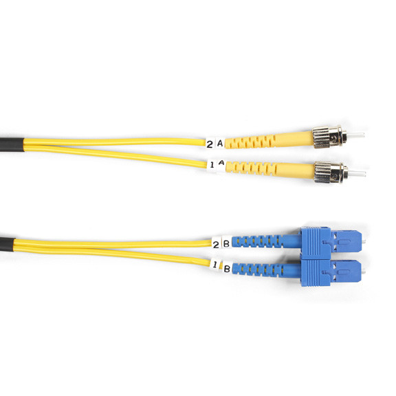 OS2 9/125 Singlemode Fiber Optic Patch Cable - OFNR PVC, ST to SC, Yellow, 2-M ( FOSM-002M-STSC