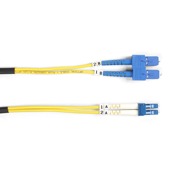 OS2 9/125 Singlemode Fiber Optic Patch Cable - OFNR PVC, SC to LC, Yellow, 5-M ( FOSM-005M-SCLC