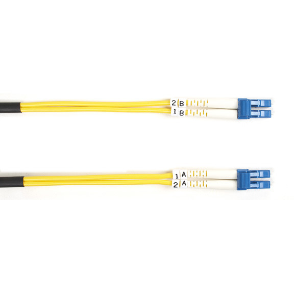 OS2 9/125 Singlemode Fiber Optic Patch Cable - OFNR PVC, LC to LC, Yellow, 10-M FOSM-010M-LCLC
