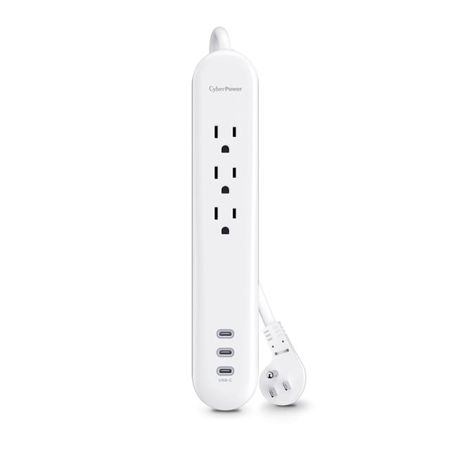 Cyberpower P304UC3 Surge, NEMA 5-15P Input, White - 3  NEMA 5-15R, 3 TYPE C OUTP P304UC3