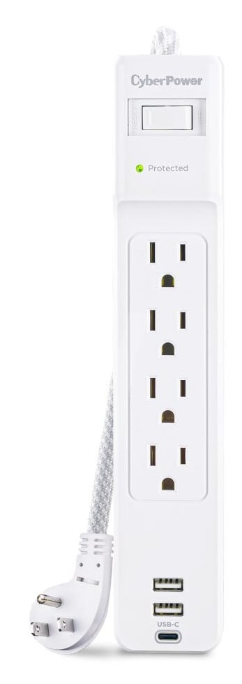 P405UC - Surge Protector - 125 V - Circuit Breaker - 15A - 4  NEMA 5-15R - White P405UC