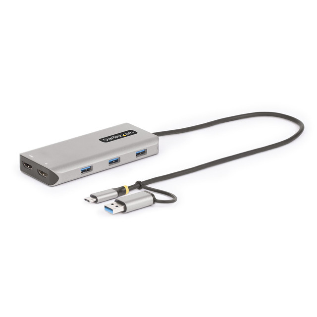 USB-C Multiport Adapter W/Attached USB-C to USB-a Dongle, DUAL HDMI (4K30HZ/1080 167B-USBC-Multiport