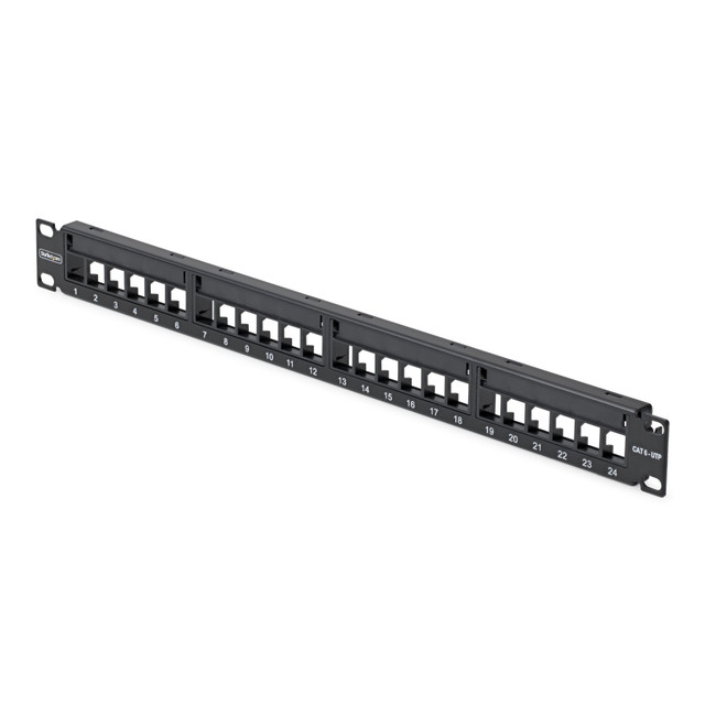 24-PORT 1U Blank Keystone Patch Panel WITH Cable Management BAR; Compatible WITH C6PANELUTP241UCM