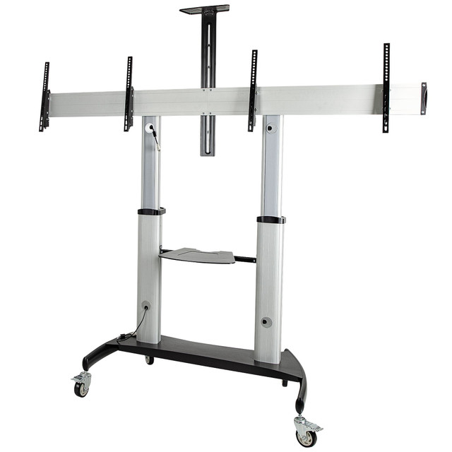 Heavy DUTY DUAL Screen Rolling TV Stand for 37-60IN VESA Displays (110LB/EACH) - Stndmtvduo