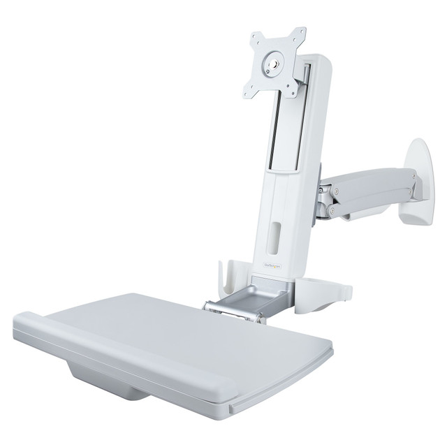 Single Display SIT-Stand WALL Mount Workstation - 27IN/17.6LB VESA 75X75-100X100 WALL-Workstation-S