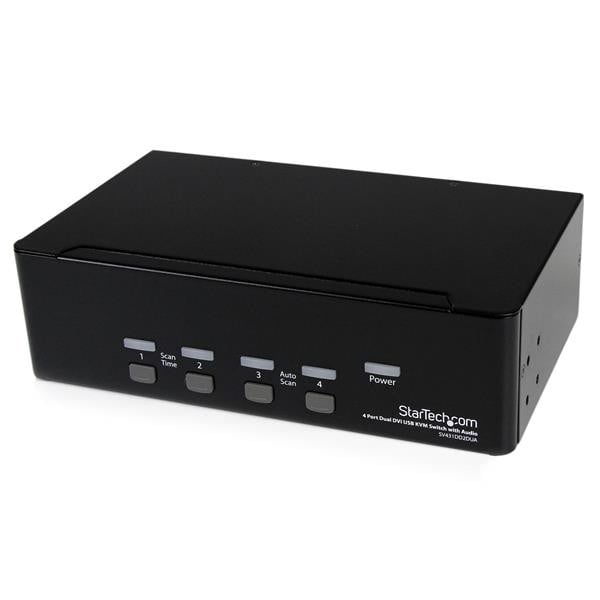 Star Tech SV431DD2DUA 4 PORT DUAL Monitor DVI KVM Switch TWO Screen Displays