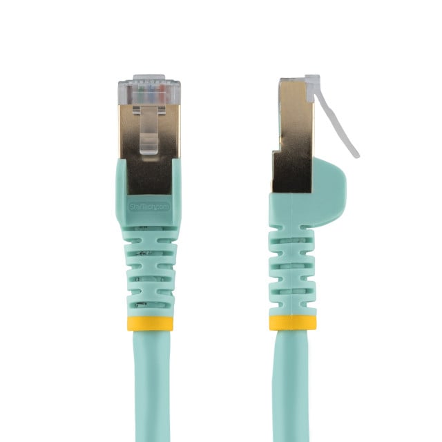 StarTech.com 30ft CAT6a Ethernet Cable - 10 Gigabit Shielded Snagless RJ45 100W PoE Patch Cord - 10GbE STP Network Cable w/Strain Relief - Aqua Individually Tested/Wiring is UL Certified/TIA