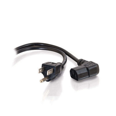 C2G 10ft Universal Right Angle 18 AWG Power Cord (IEC320C13 R/A -> NEMA 5-15P) Black 3 m