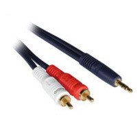 C2G 12ft Velocity™ 3.5mm Stereo M / Dual RCA M Y-Cable audio cable 3.66 m 2 x RCA Blue