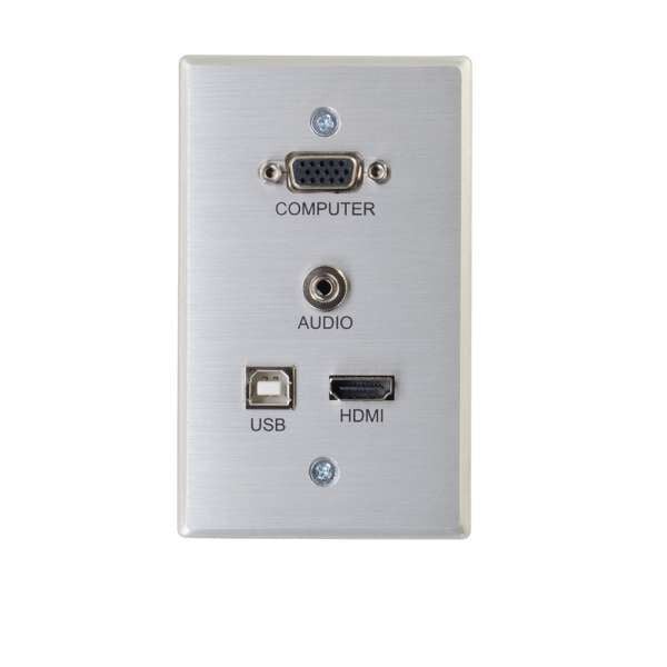 C2G RapidRun HDMI Female, VGA Female, 3.5mm Stereo Female, USB-B Female HDMI Female, RapidRun 15-pin Male, USB-A Female Aluminium