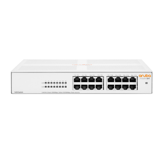 HPE Aruba Instant On 1430 16G Unmanaged L2 Gigabit Ethernet (10/100/1000) HPE-R8R47AR#ABA