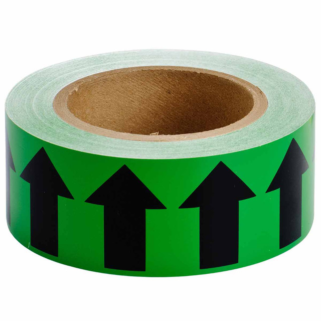 Pipe Marker Tape with Arrows - 2", Black on Green