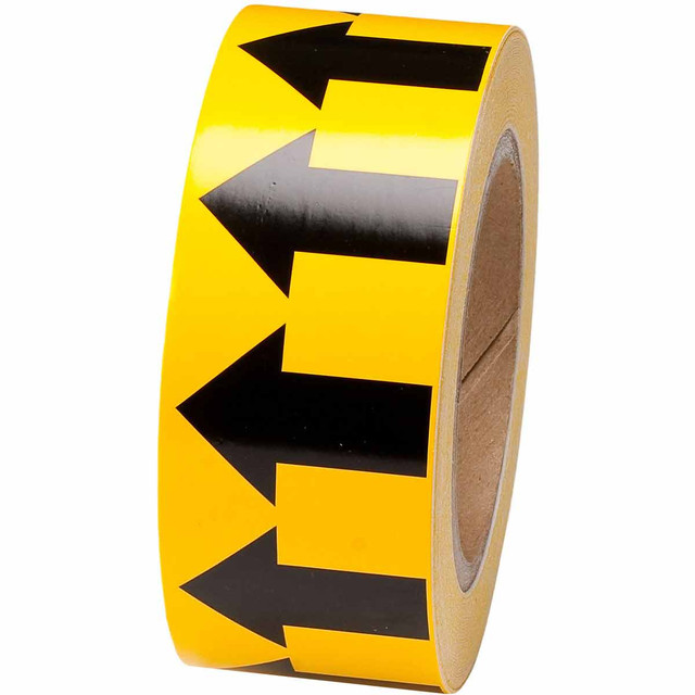 Pipe Marker Tape with Arrows - 2", Black on Yellow