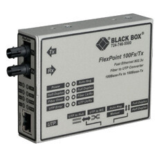 Black Box LMC213A-MMST-R2 network media converter 100 Mbit/s 1300 nm Multi-mode Black, White