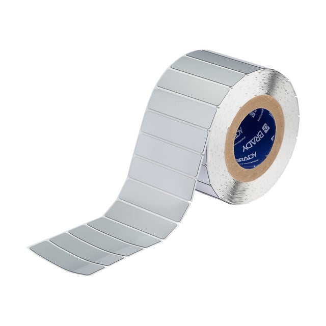 Raised Panel Labels, Rectangular, for 3" Core Printers - 0.75" x 3", Silver