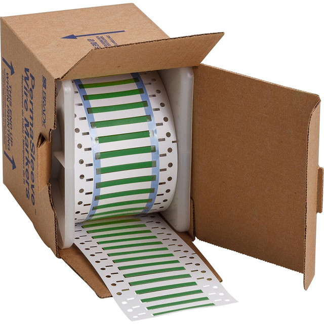 PermaSleeve Heat Shrink Wire and Cable Labels, 3/16" Dia, 0.5", Green, Double-Sided