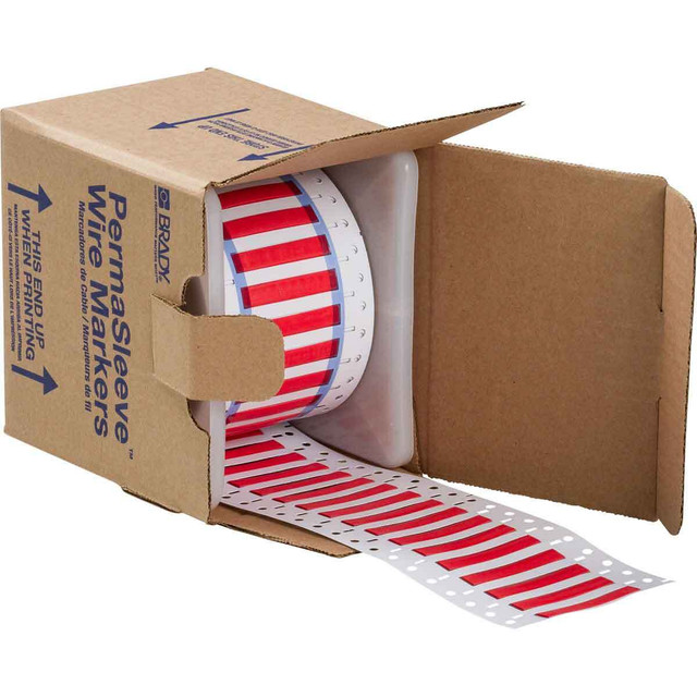 PermaSleeve Heat Shrink Wire and Cable Labels, 3/16" Dia, 0.5", Red, Double-Sided
