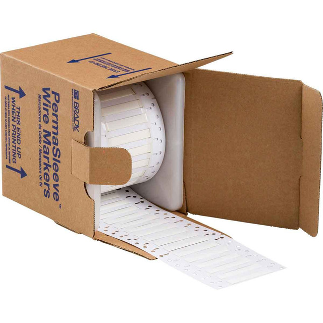 PermaSleeve Heat Shrink Wire and Cable Labels, 3/16" Dia, 0.5", White, Double-Sided