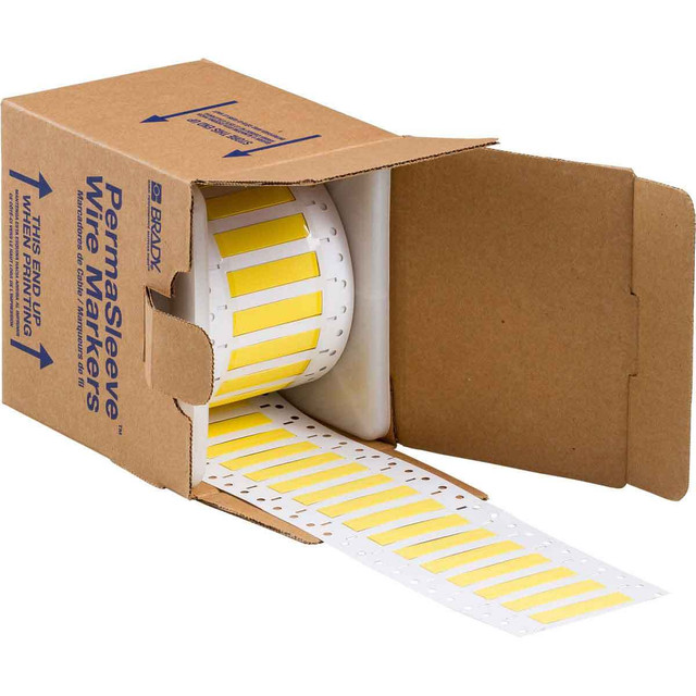 PermaSleeve Heat Shrink Wire and Cable Labels, 1/4" Dia, 0.5", Yellow, Double-Sided