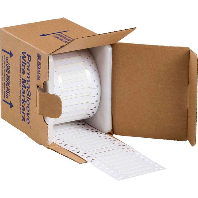 PermaSleeve Heat Shrink Wire and Cable Labels, 3/32" Dia, - 0.5", White, Double-Sided
