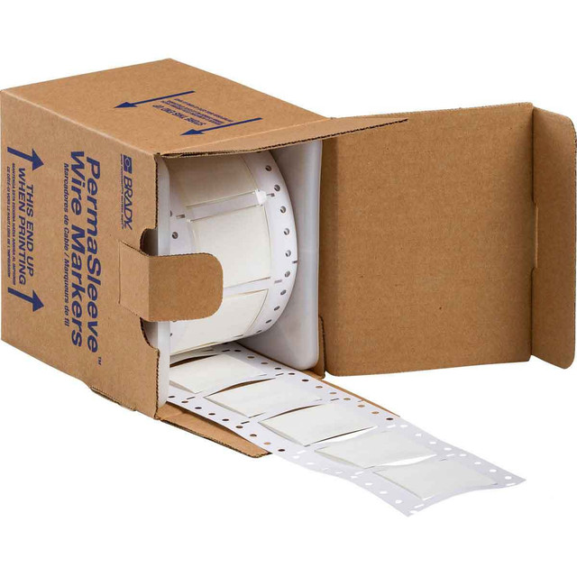 PermaSleeve Heat Shrink Wire and Cable Labels, 1" Dia, 1", White, Double-Sided