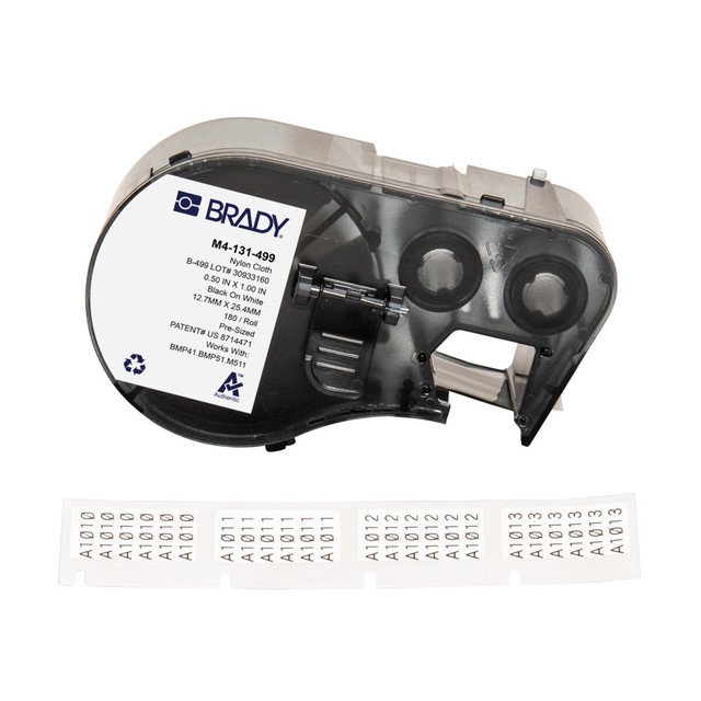 Adhesive Multi-Purpose Nylon Labels with Ribbon for M4 M5 Printers - 0.5" x 1", White
