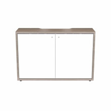 C3 Series HPL Woodkit, 2 BAY, 32 Inches HIGH, 5TH AVE ELM WITH White Gloss Doors C3K2D1HA0D7ZPLWH