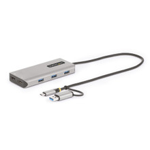 USB-C Multiport Adapter W/Attached USB-C to USB-a Dongle, DUAL HDMI (4K30HZ/1080 167B-USBC-Multiport