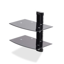 DUAL Floating WALL-Mounted AV Shelves, Adjustable Height Shelf for Under TV, ORG 2B-WALL-Mount-Shelf