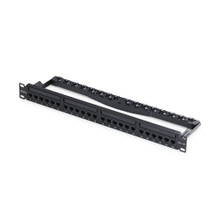 24-PORT 1U FEED-Through Patch Panel WITH PRE-Installed RJ45 UTP Inline Couplers; C6PANELUTP241UFT