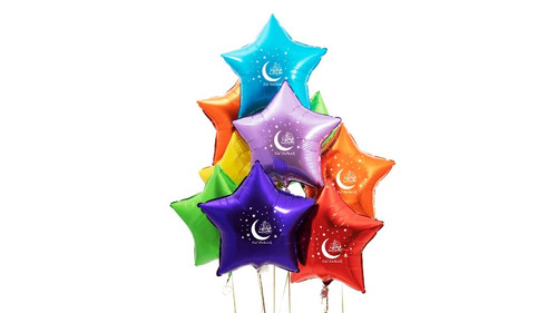Red Star Eid Mubarak Foil Balloons / Decorations / Accessories / Ramadhan 