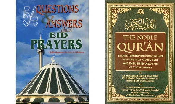 Noble Quran with Transliteration in Roman Script (White Paper) with free 54 Questions and Answers about Eid Prayers (23473)