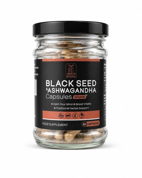 Darussalam Black Seed & Ashwagandha Capsules – Organic Herbal Blend for Vitality & Stress Support (60 Capsules)