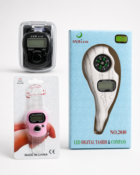 LED Digital Tasbih Counter with Compass – Portable Islamic Dhikr Tally Counter