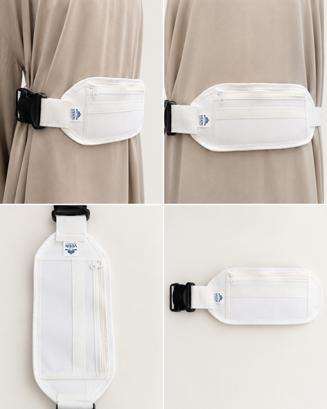 Ihram Belt for Hajj and Umrah with Adjustable Buckle white
