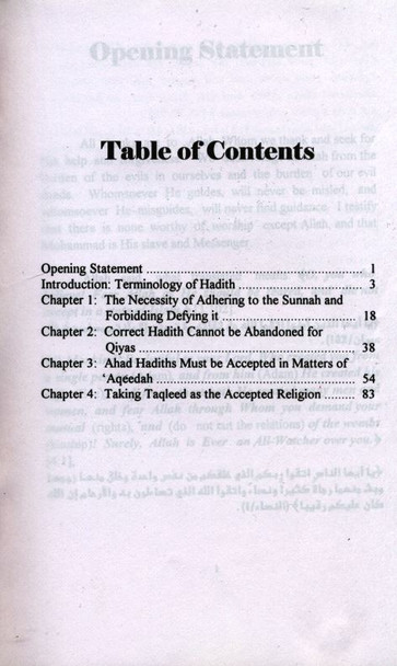 The Hadith is Proof Itself in Belief & Laws