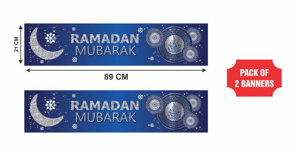 Blue Stunning Ramadan Mubarak Banner Wall Hanging Decoration Party Occasions