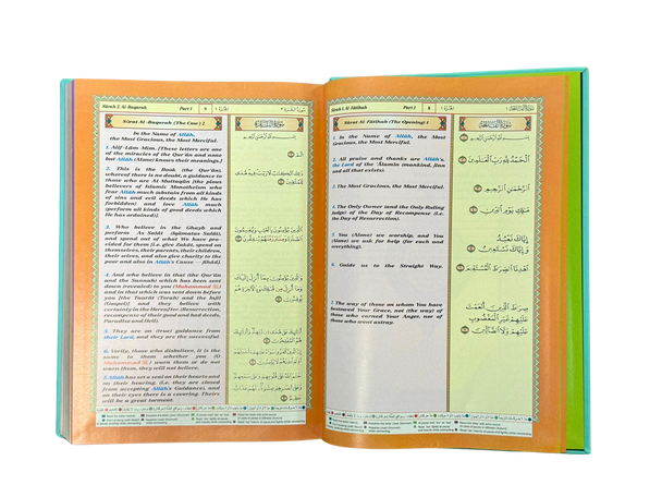 THE Noble Quran Rainbow Tajweed Translation of the Meaning In the English language With Arabic Text