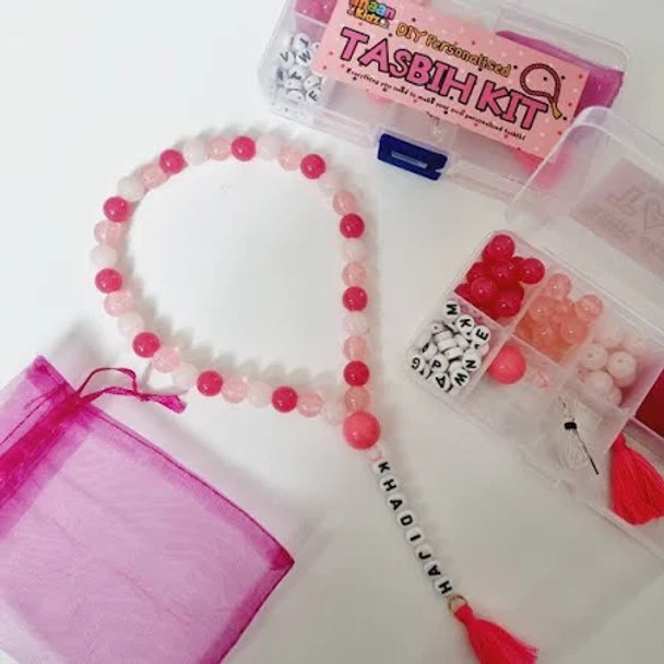 DIY Tasbih Making Kit with Dhikr Cards (Updated) - Pink