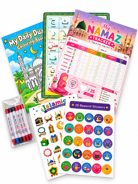 Little Muslim Treasure Box – Islamic Gift Set | Dua Book, Prayer Tracker & Toys