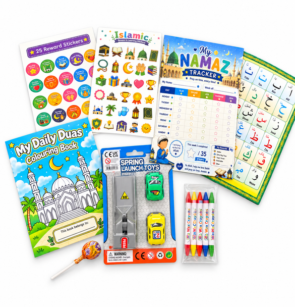 Little Muslim Treasure Box – Islamic Gift Set | Dua Book, Prayer Tracker & Toys